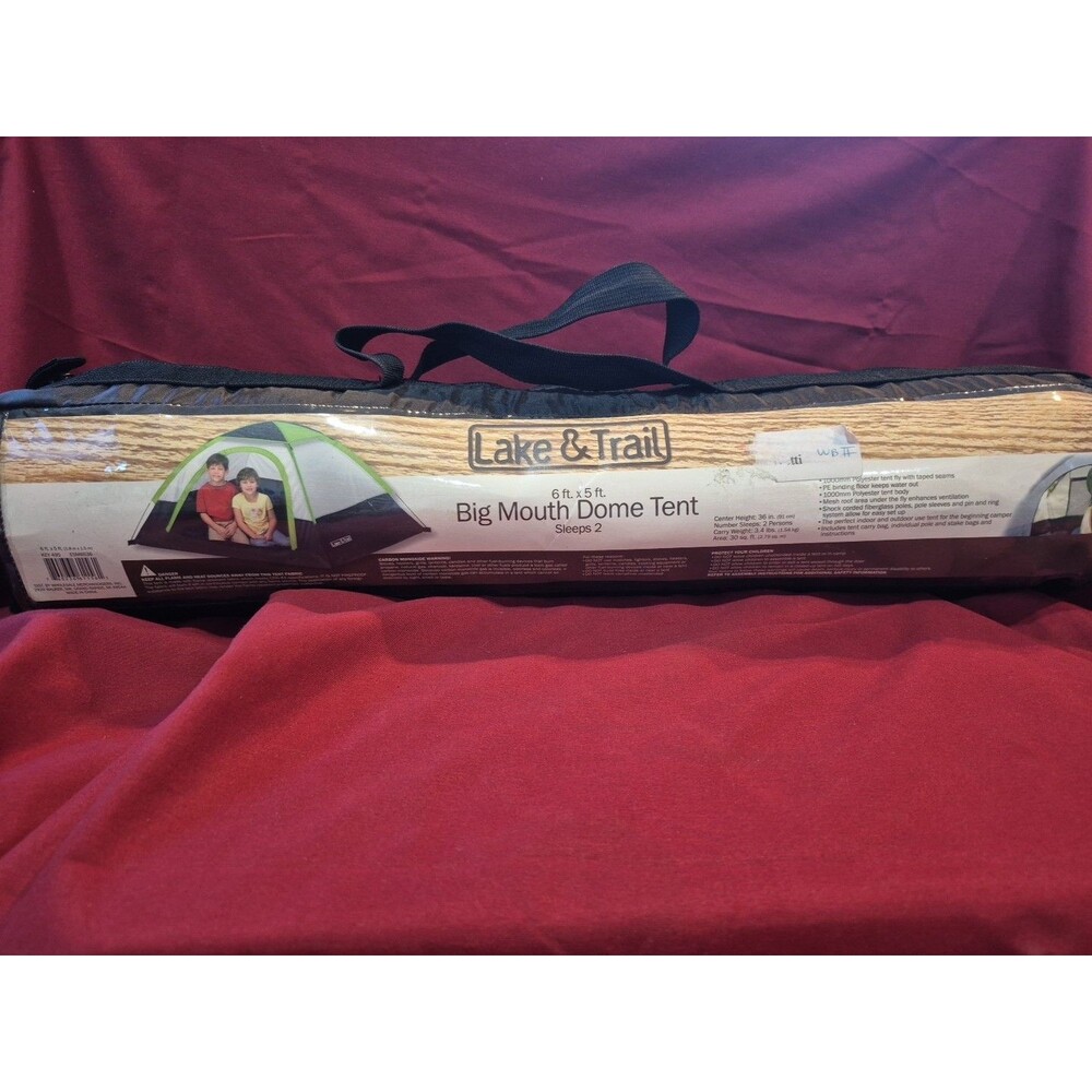 Lake & Trail Big Mouth Dome Tent 6 Ft 5 In Sleeps 2 Polyester Taped Seams Camp